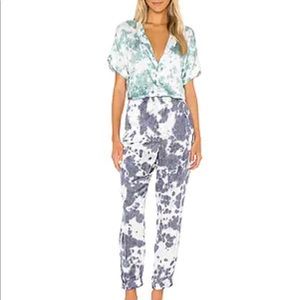Chaser tie died short sleeved jumpsuit XS